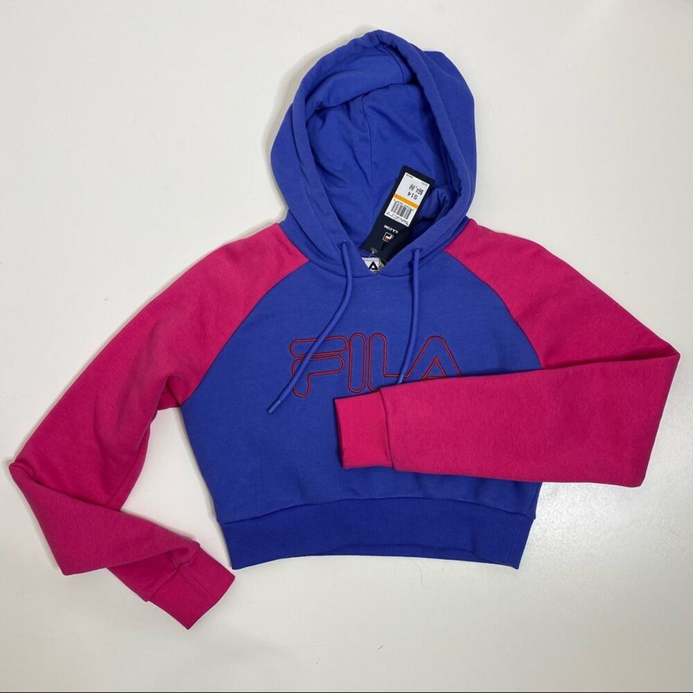 Fila Valeria Cropped Hoodie Sweatshirt NWT Purple, Pink, Small